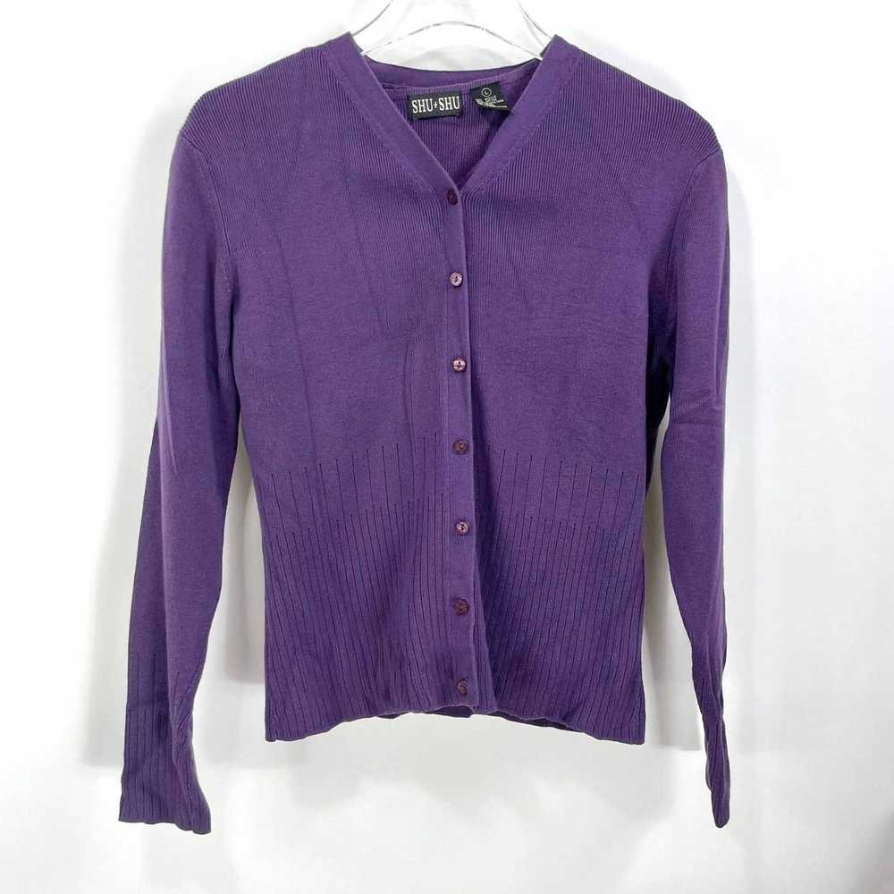 Vintage 90s SHU SHU Vintage Purple Cardigan Top S… - image 2