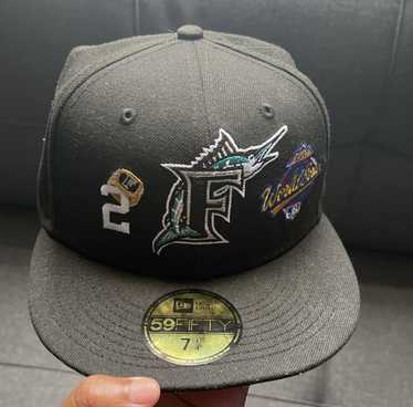 Men's Florida Marlins New Era Gray 2003 World Series Champions Cooperstown  Collection Sky Blue Undervisor 59FIFTY Fitted Hat