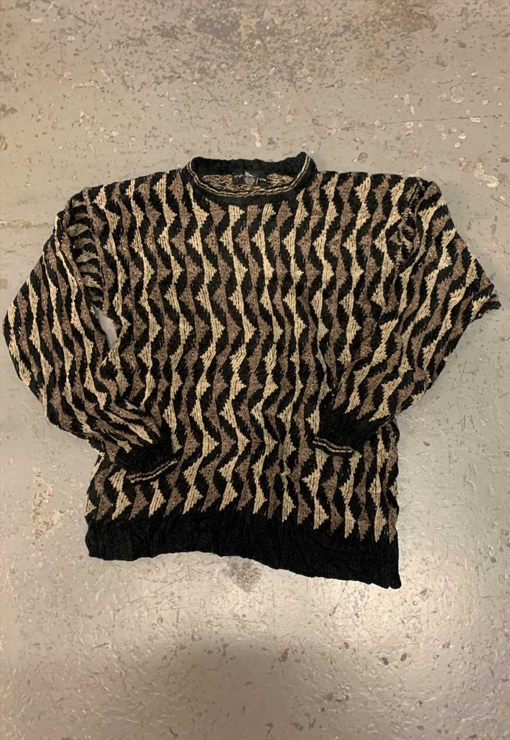 Vintage Abstract Knitted Jumper Funky Patterned S… - image 2