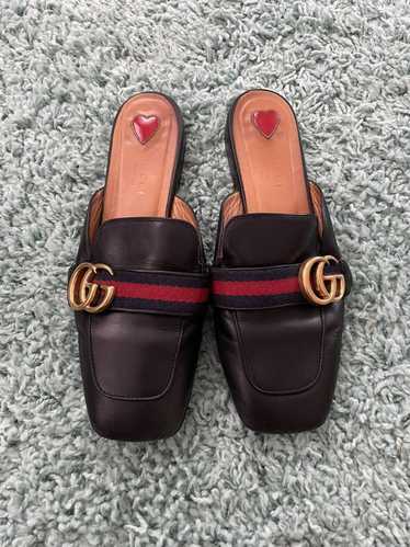 Gucci Gucci Peyton Mules In Black Leather With Gs 