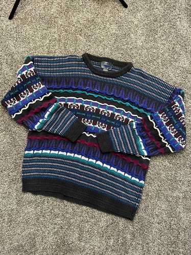 Cotton Traders Vintage Sweater Men size Large L Texture Woven Knit Coogi  Style 