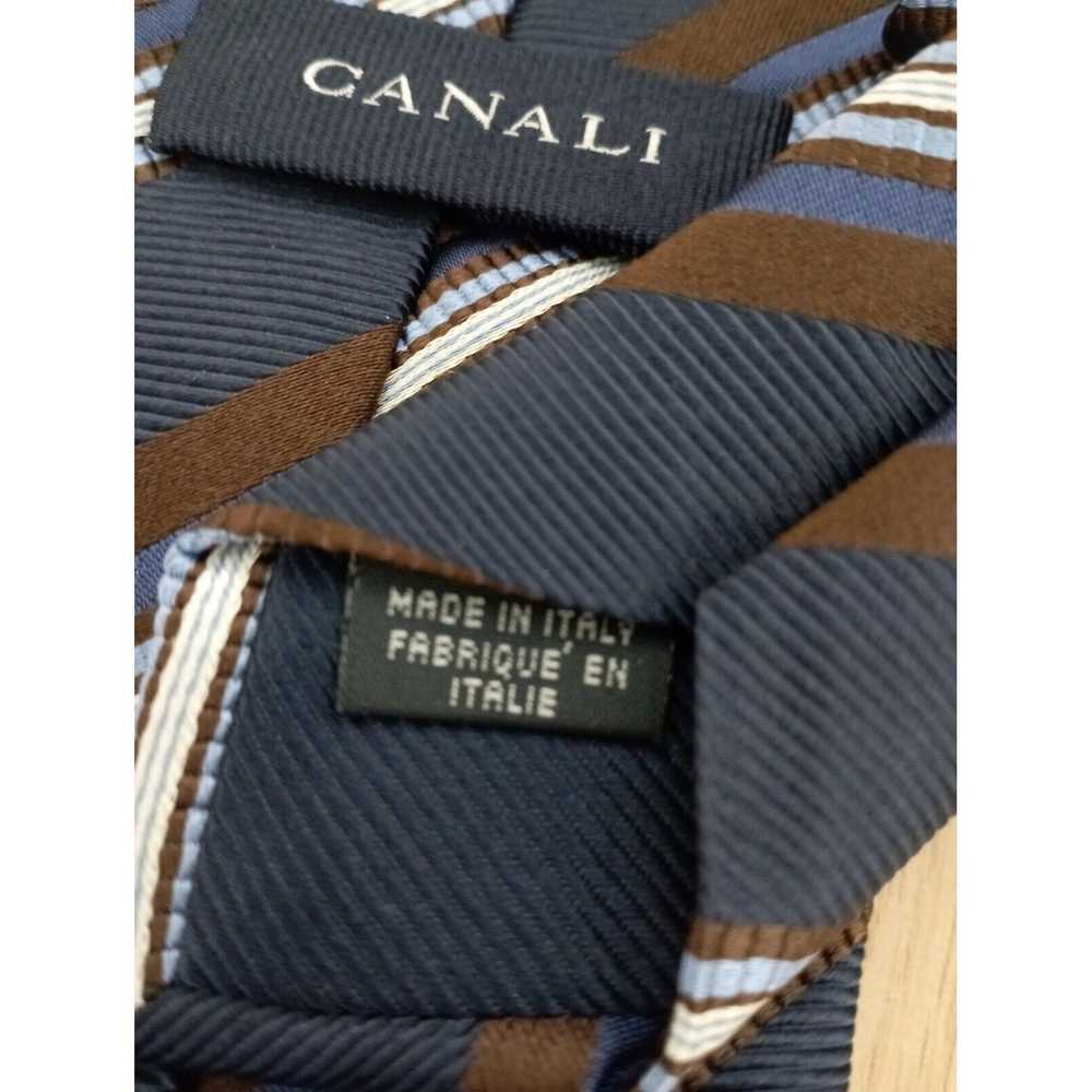 Canali CANALI Blue Striped Silk Tie ITALY 59"/ 3.… - image 2