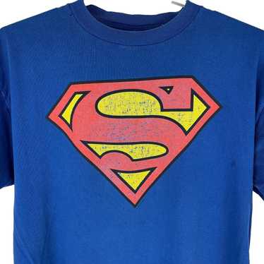 Tultex Distressed Superman Logo Vintage 90s T Shir