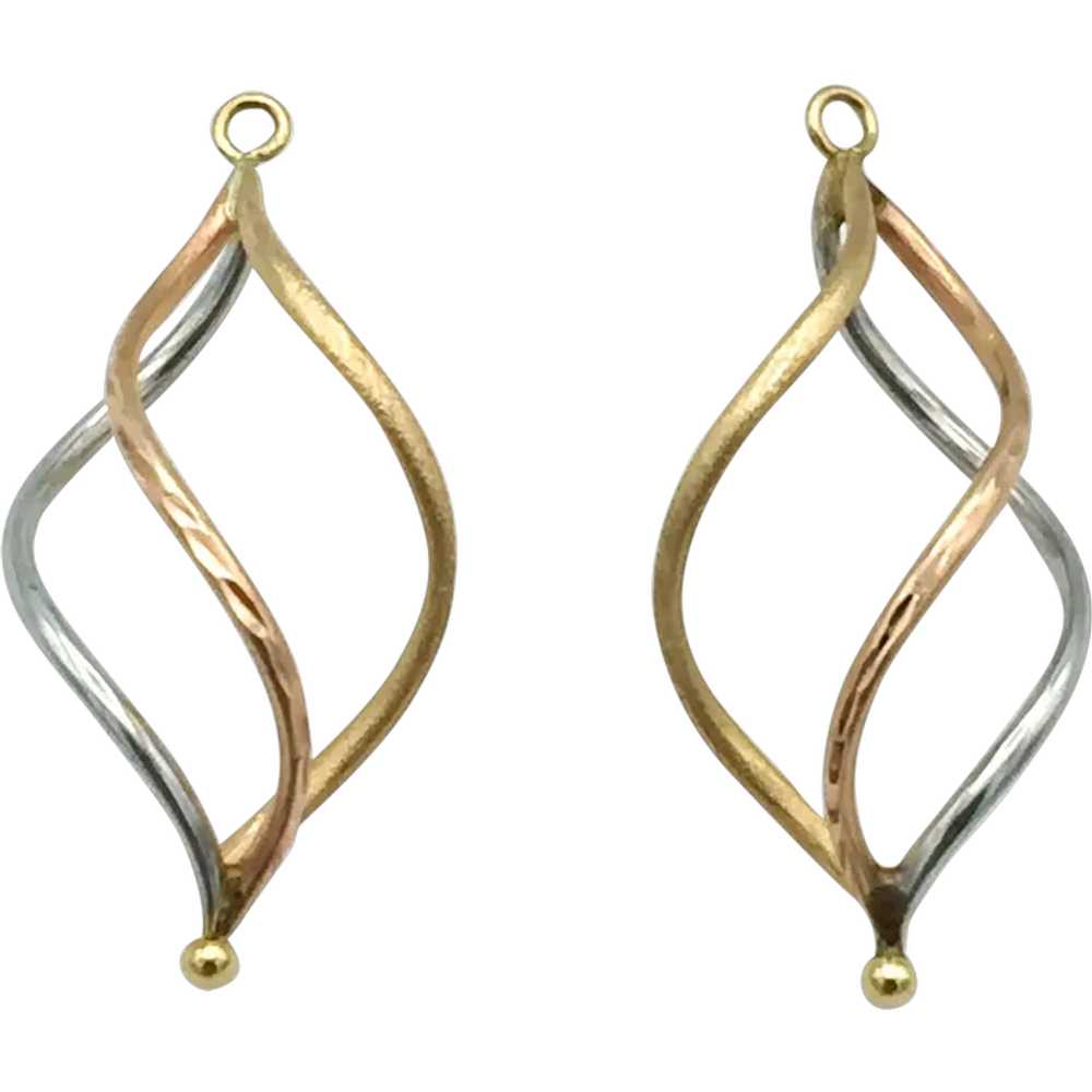 14K Tri-Gold Earring Enhancers - image 1