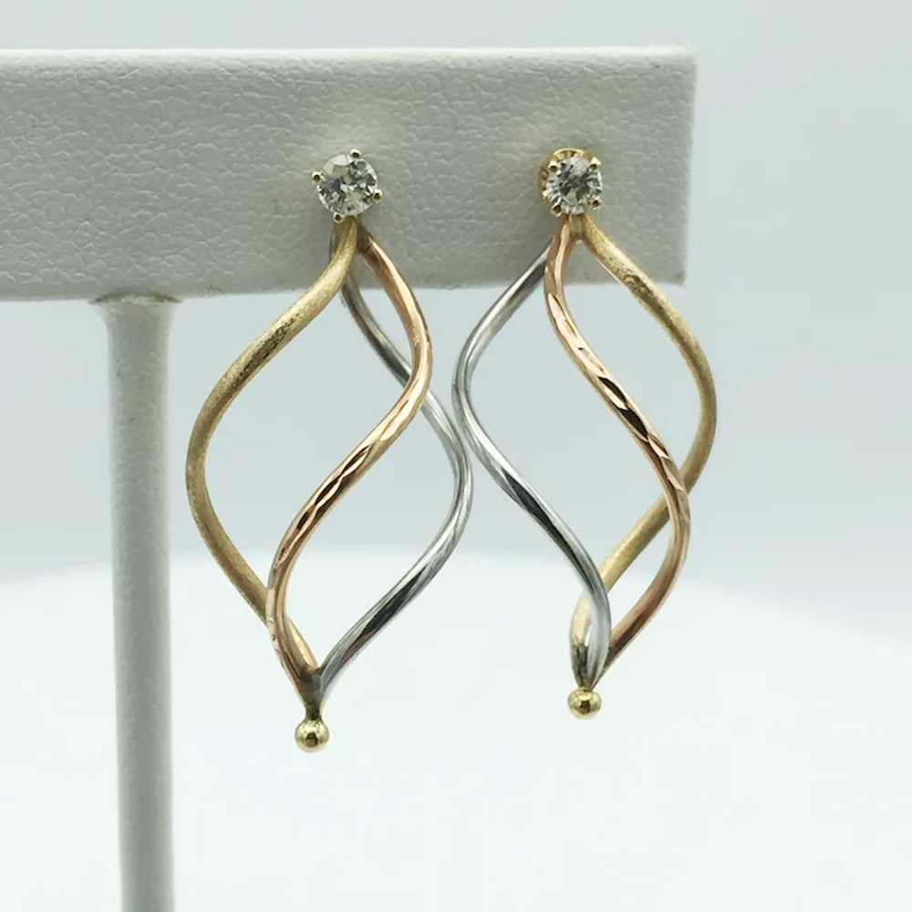 14K Tri-Gold Earring Enhancers - image 2