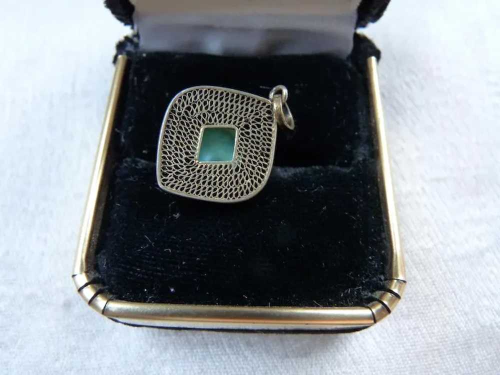 Chinese Export Silver Enamel Turquoise Charm Pend… - image 5