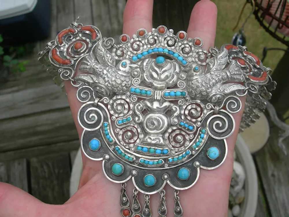 Mexico POULAT MATL Style Taxco Sterling Silver Hu… - image 3