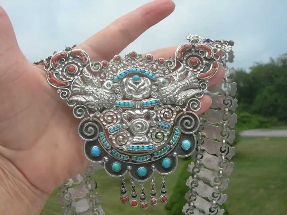 Mexico POULAT MATL Style Taxco Sterling Silver Hu… - image 8