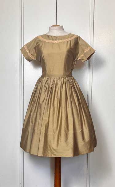 Vintage 1950's "Carole King" Brown Satin and Embel