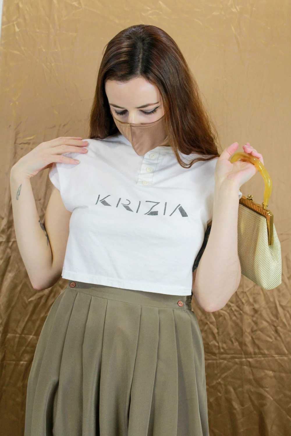 Vintage 1980s White Cropped Krizia Logo T Shirt, … - image 10