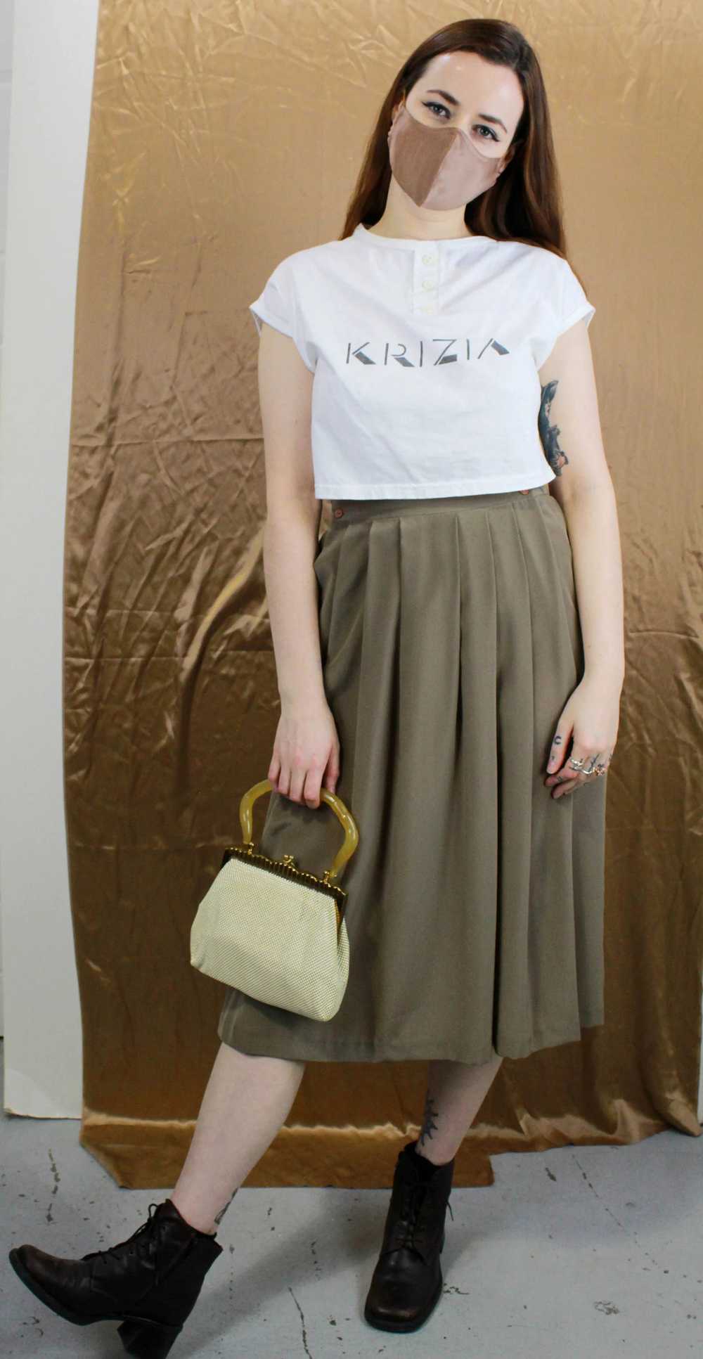 Vintage 1980s White Cropped Krizia Logo T Shirt, … - image 12
