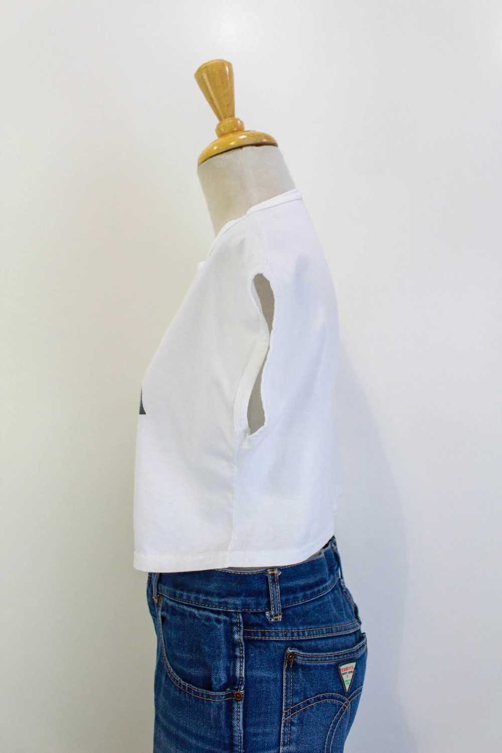 Vintage 1980s White Cropped Krizia Logo T Shirt, … - image 6