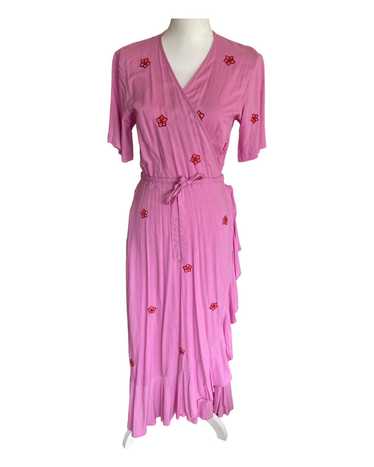 Tikinistika Pink Crocus Wrap Dress, M