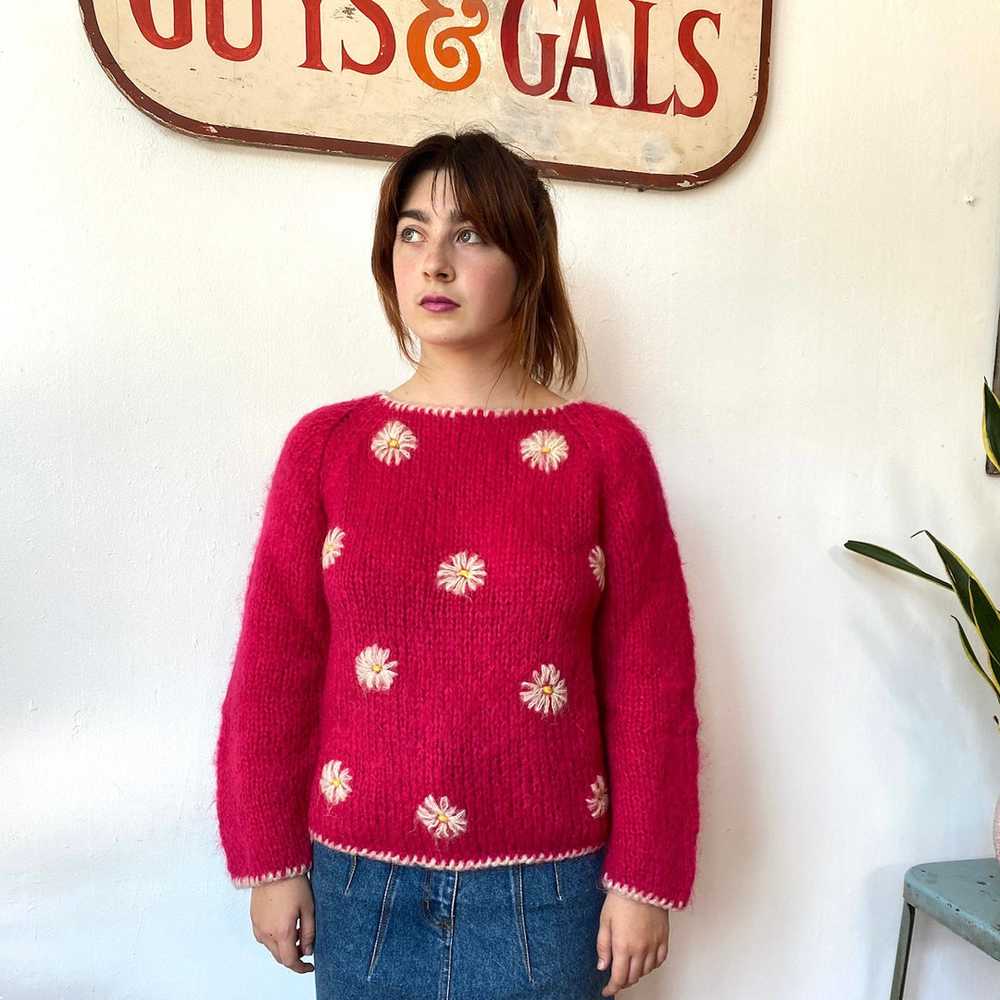 60’s Daisy Print Mohair Sweater - image 1
