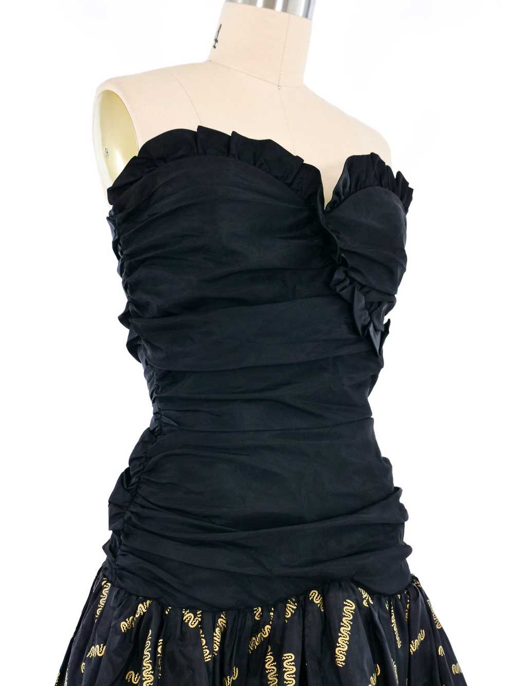 Zandra Rhodes Strapless Ruched Cocktail Dress - image 2