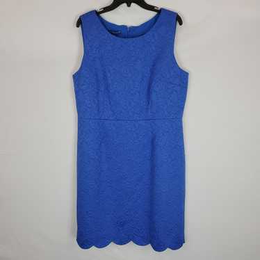 Talbots A-Line Dress Women's Medium Navy Blue Scoop Neck Short Sleeve  Stretch