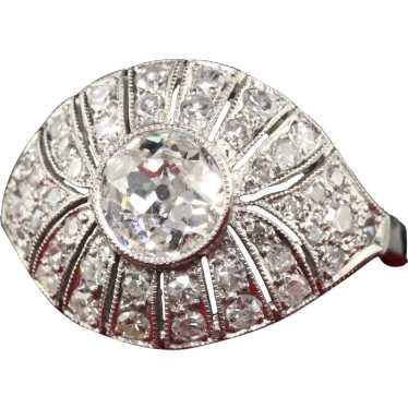 Antique Art Deco Platinum Old Euro Diamond Filigr… - image 1