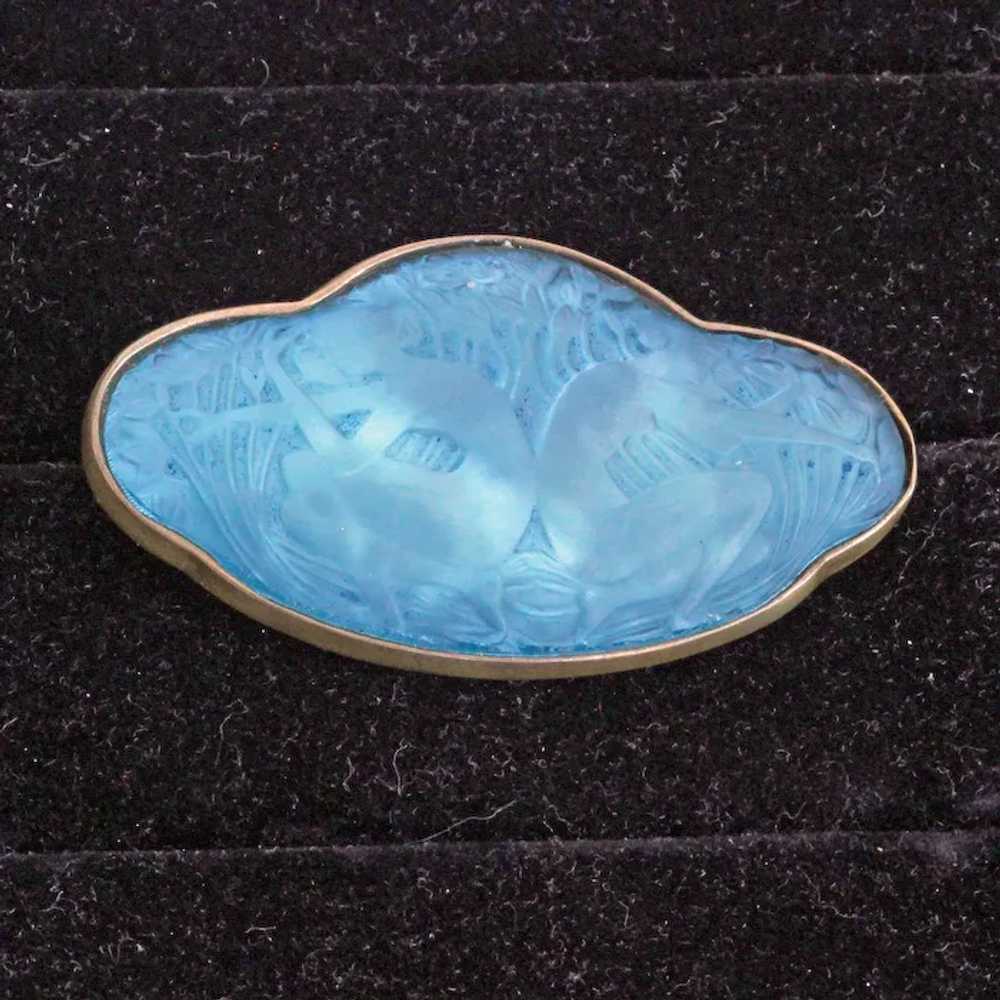 Antique Rene Lalique Blue Glass Brooch Deux Figur… - image 10