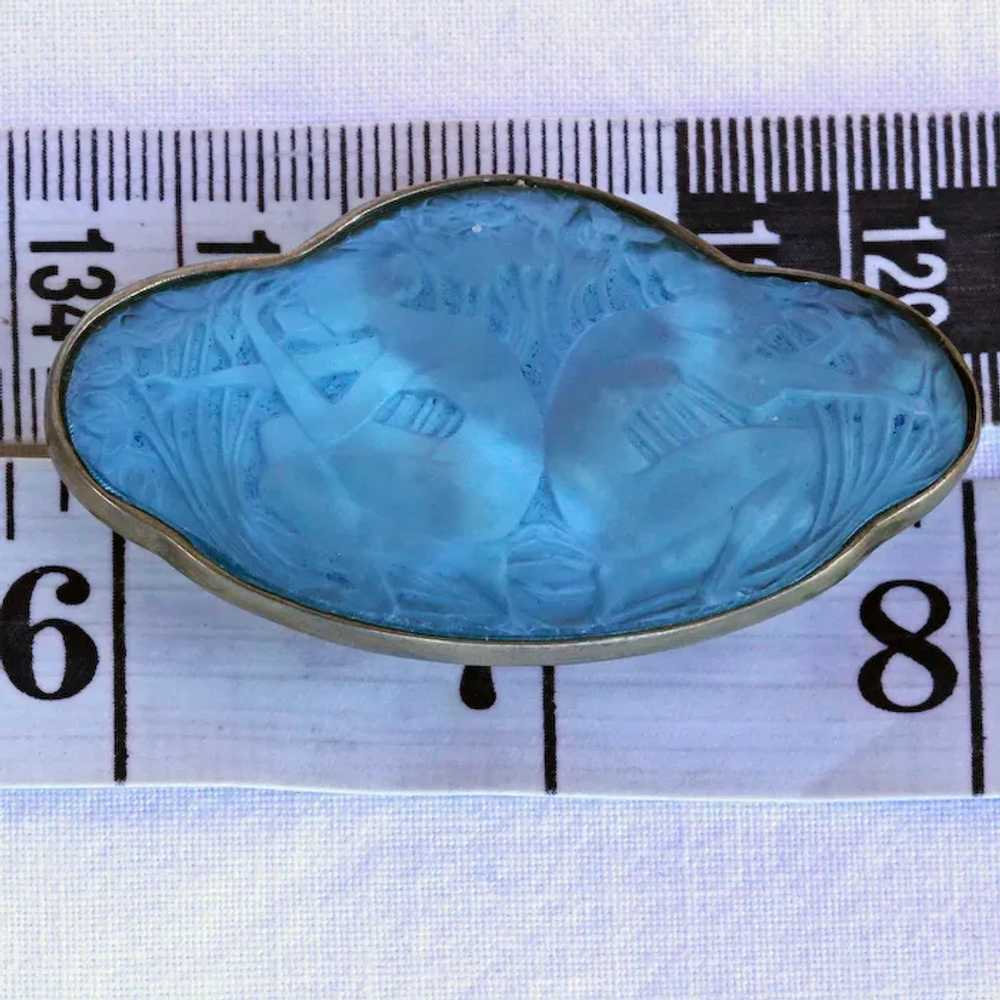 Antique Rene Lalique Blue Glass Brooch Deux Figur… - image 4