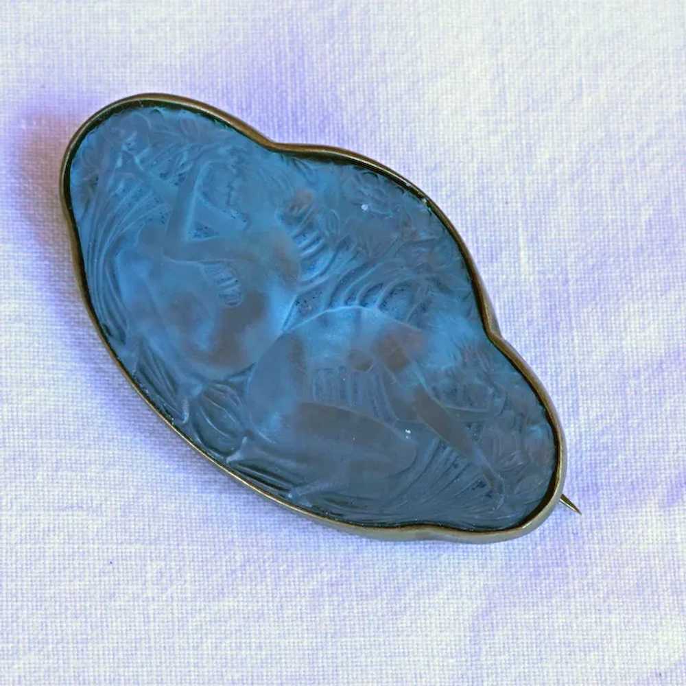 Antique Rene Lalique Blue Glass Brooch Deux Figur… - image 9