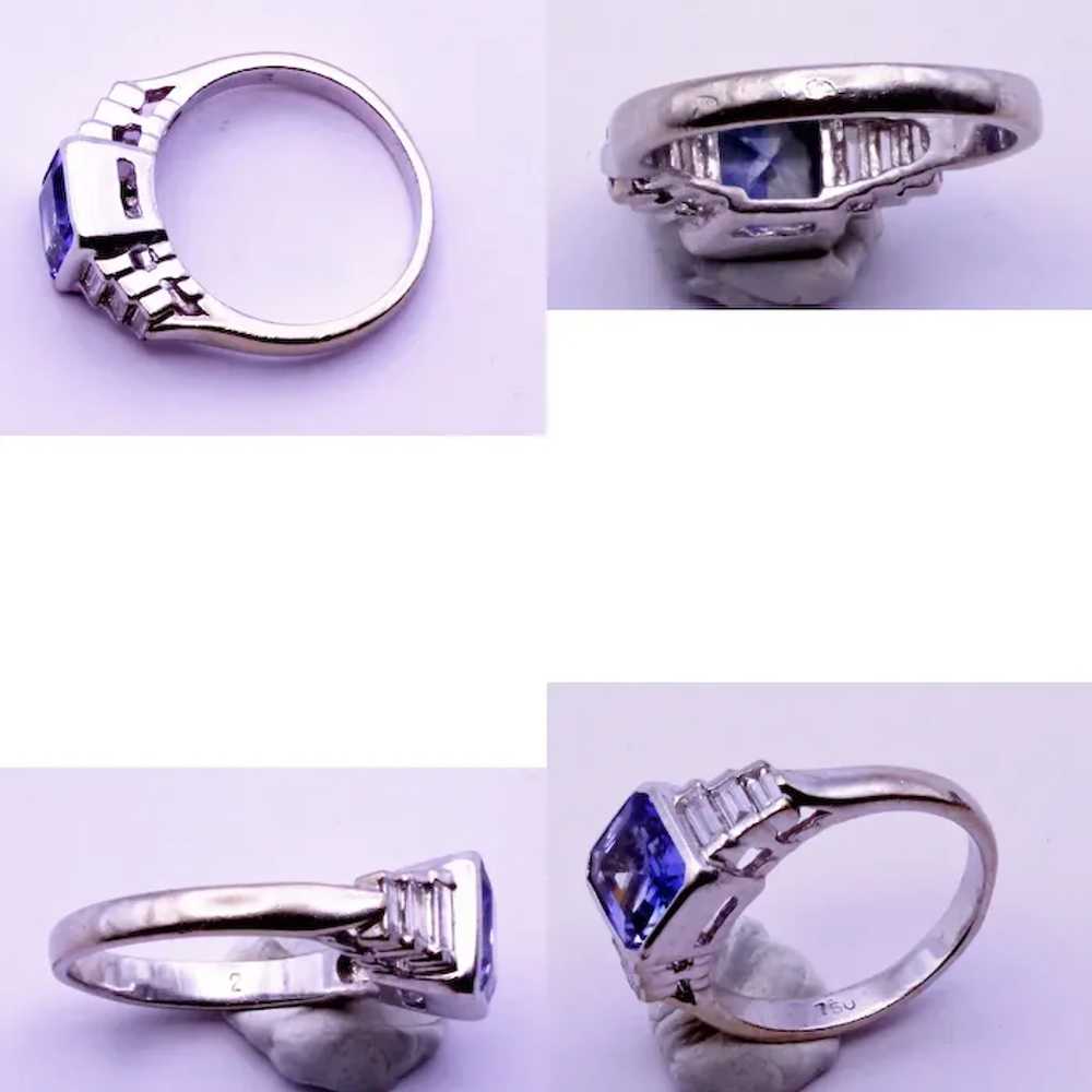 Sapphire and Diamond Ring French 18k white gold A… - image 3