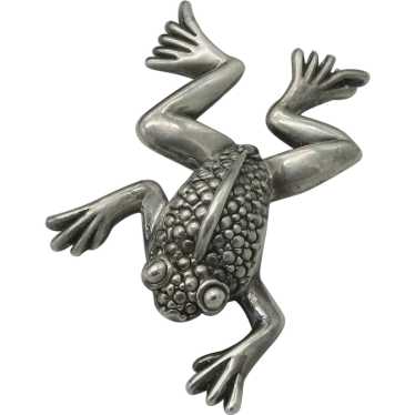Bat Ami Sterling Silver Frog Brooch Figural