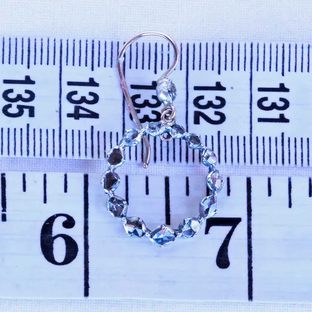 Antique Georgian Earrings Ear Hoops Diamonds 14k … - image 10