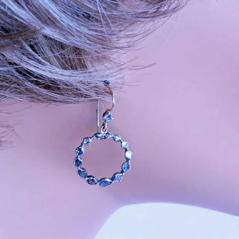 Antique Georgian Earrings Ear Hoops Diamonds 14k … - image 6