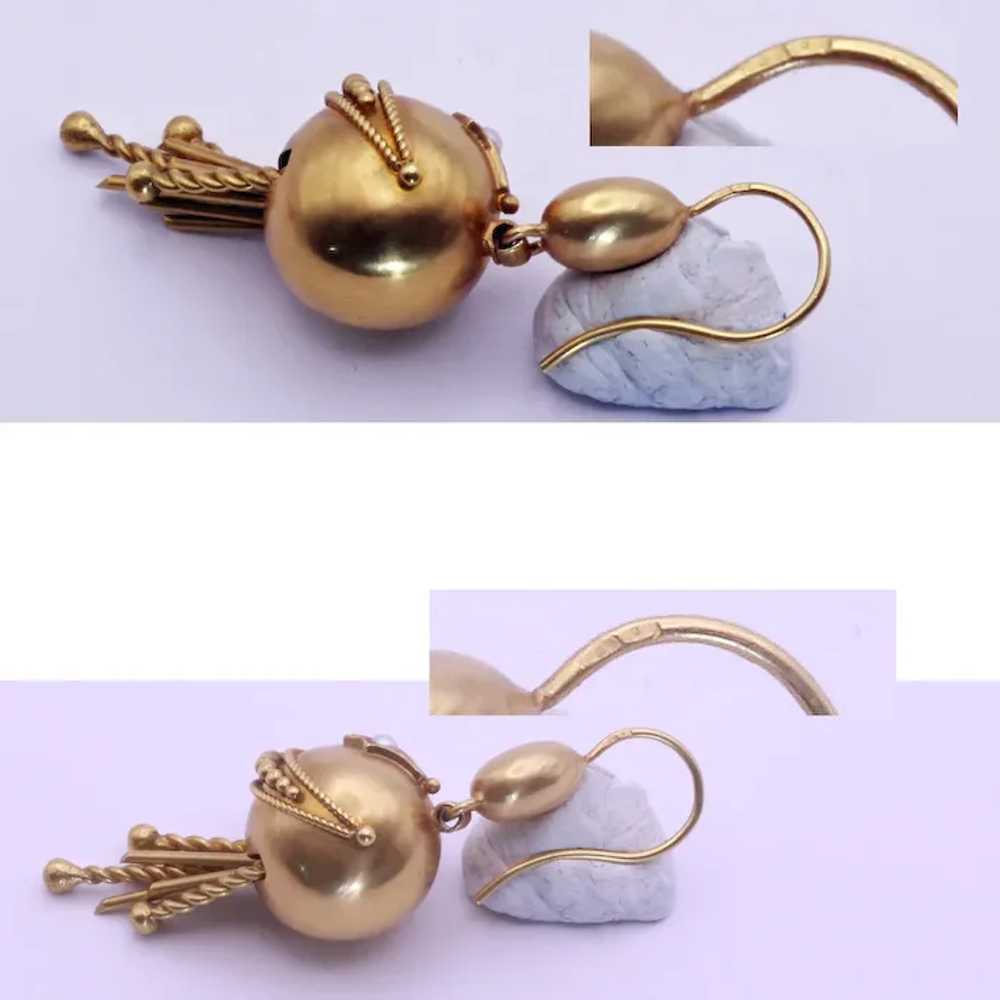 Antique Earrings Gold pearls Filigree Granulation… - image 10