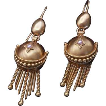 Antique Earrings Gold pearls Filigree Granulation… - image 1