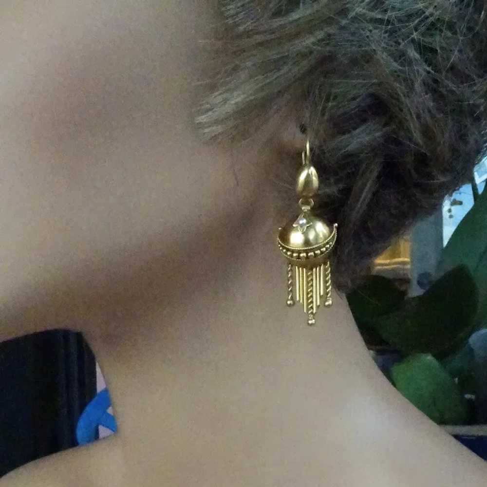 Antique Earrings Gold pearls Filigree Granulation… - image 5