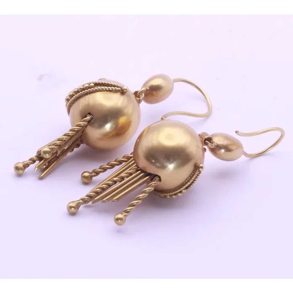 Antique Earrings Gold pearls Filigree Granulation… - image 6