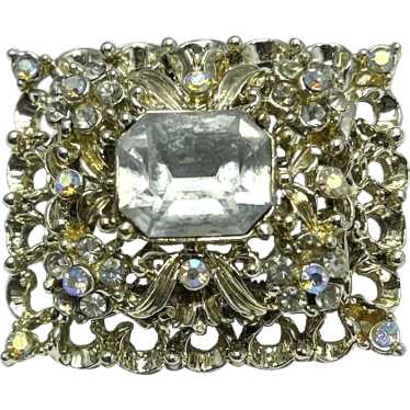 Vintage Coro Rhinestone Brooch Pin - image 1