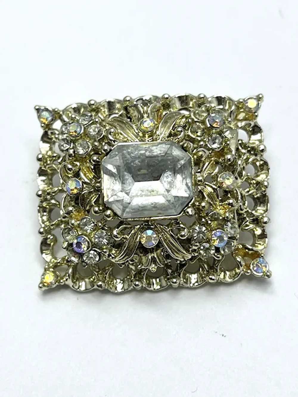 Vintage Coro Rhinestone Brooch Pin - image 2