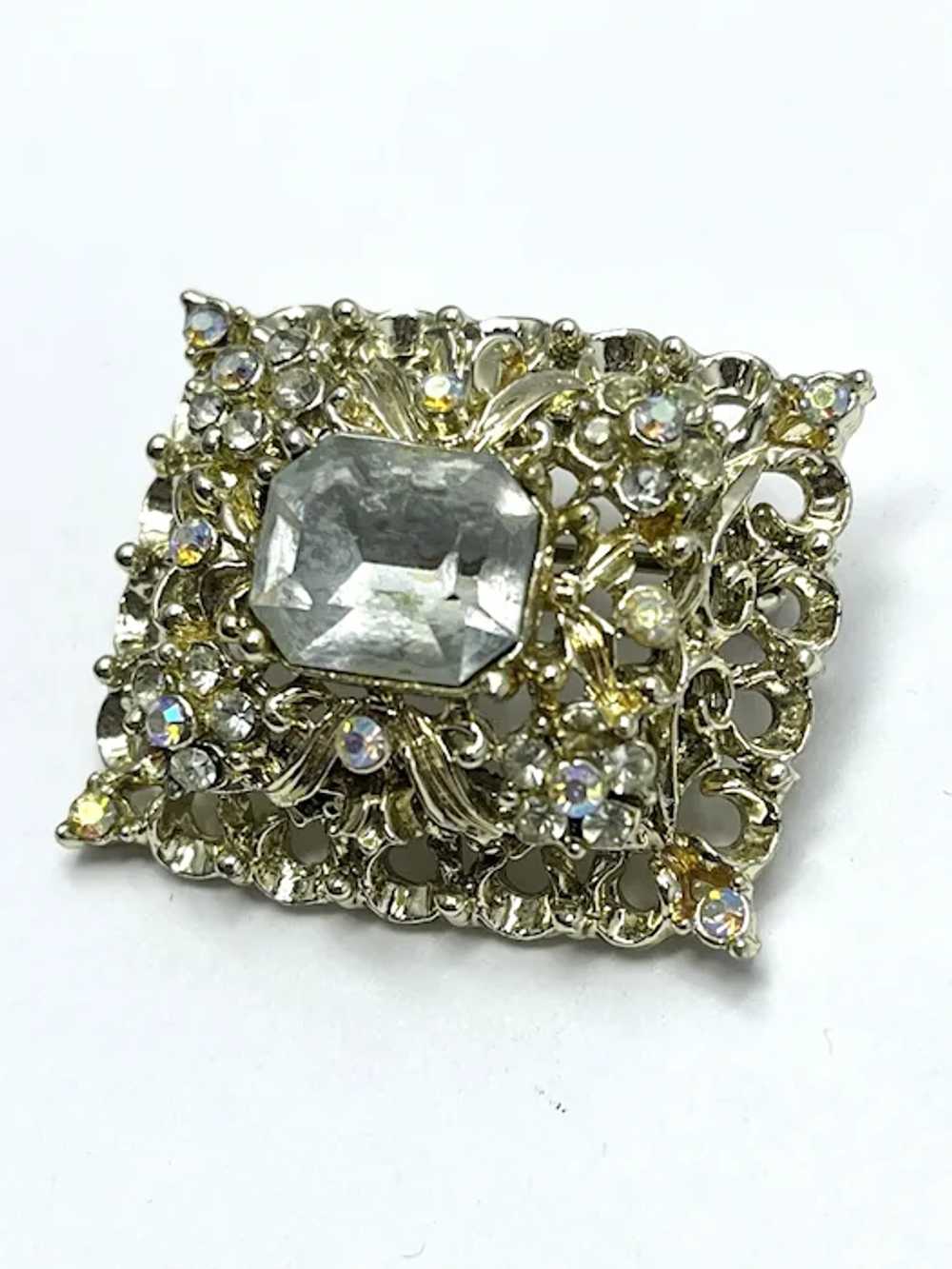 Vintage Coro Rhinestone Brooch Pin - image 3