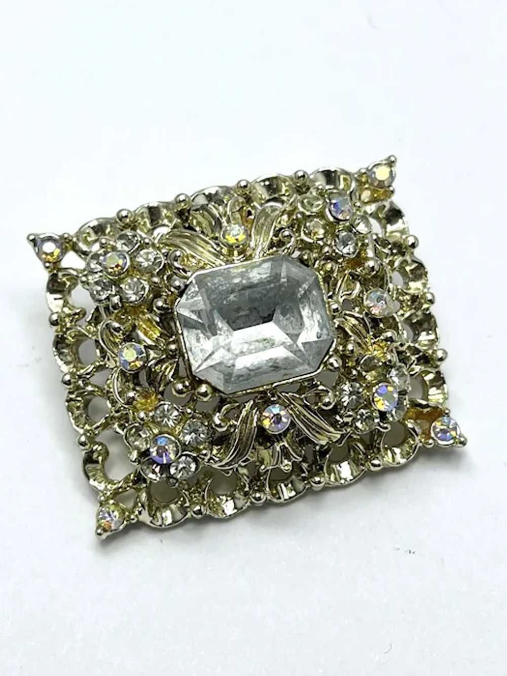 Vintage Coro Rhinestone Brooch Pin - image 4