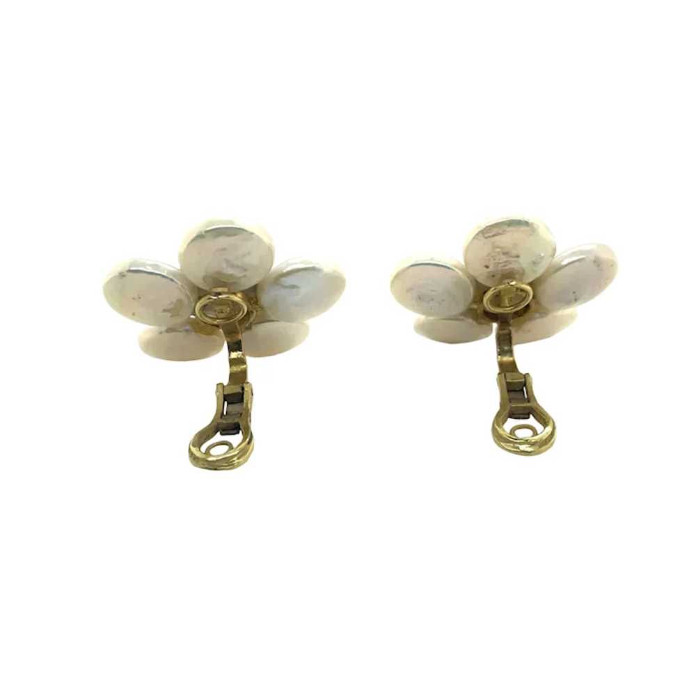 18K Yellow Gold Fresh Water Pearl Earrings - image 3