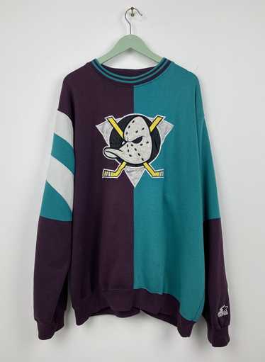 CustomCat Anaheim Mighty Ducks 1990's Vintage NHL Crewneck Sweatshirt Forest Green / 5XL