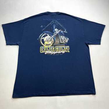 Vintage Vintage Motorcycle T-Shirt XXL Blue Orang… - image 1