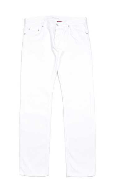 Prada 2007 Metal Logo Tapered Fit White Jeans - image 1