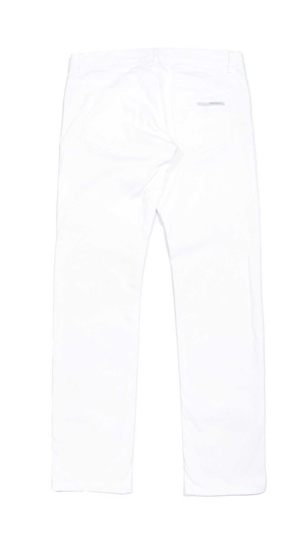 Prada 2007 Metal Logo Tapered Fit White Jeans - image 2