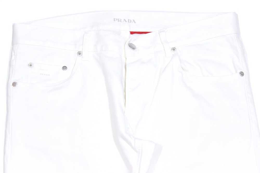 Prada 2007 Metal Logo Tapered Fit White Jeans - image 3