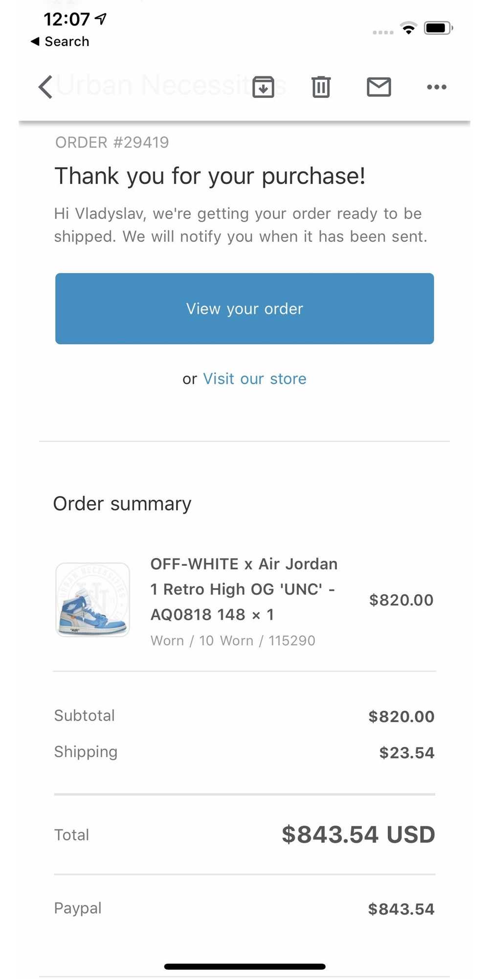 Nike × Off-White OffWhite x Nike - Jordan 1 'UNC' - image 5