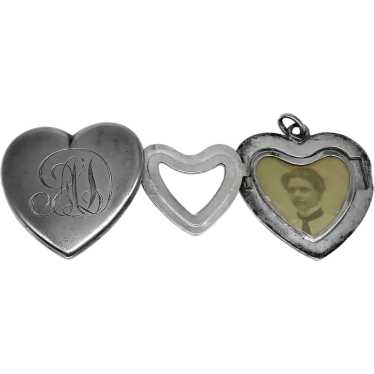 Rare Patented 1902 Sterling Triple Heart Locket P… - image 1