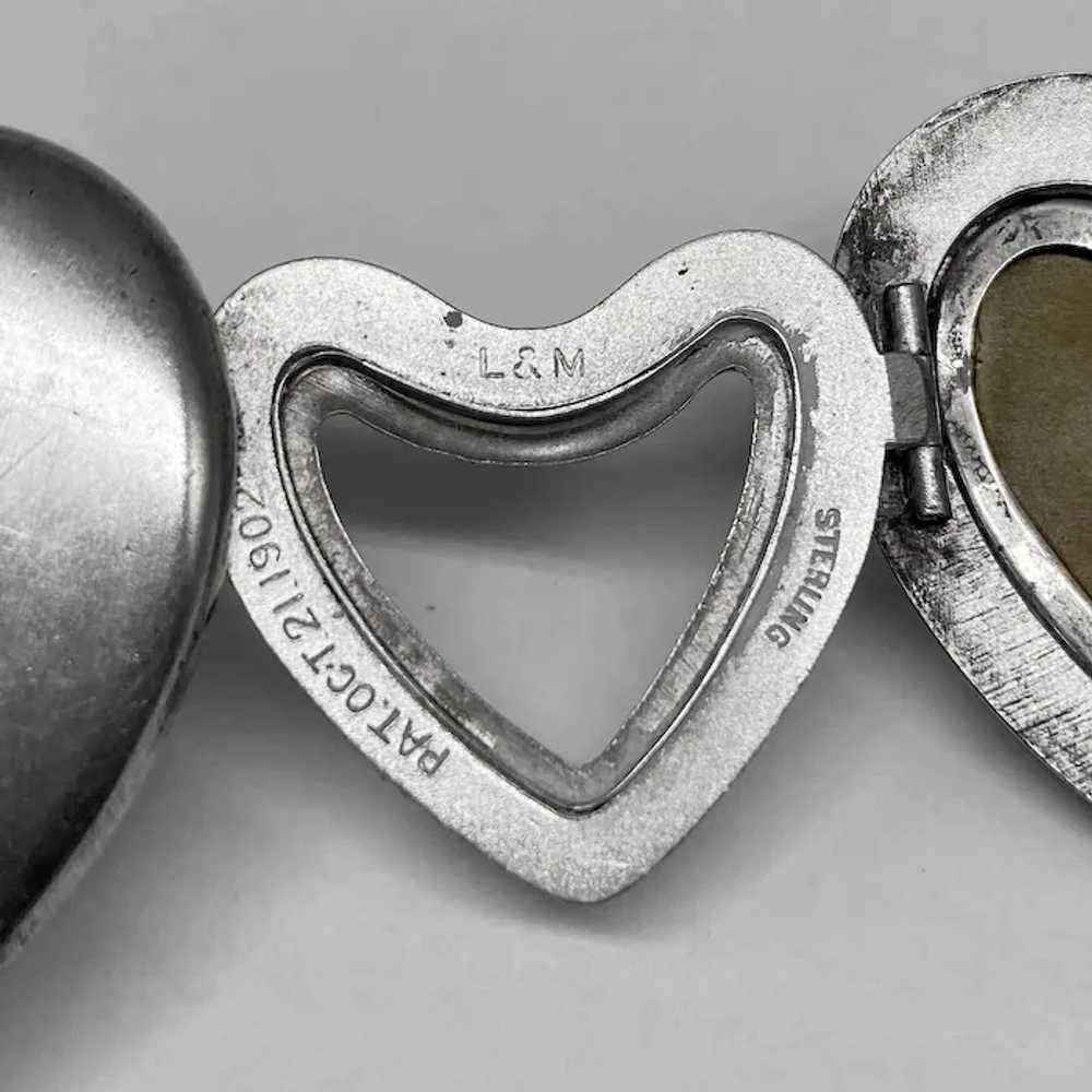 Rare Patented 1902 Sterling Triple Heart Locket P… - image 5