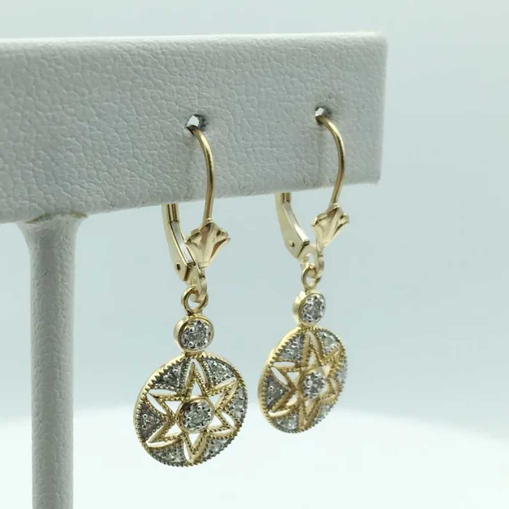 14K .20ctw Diamond Dangle Earrings - image 2