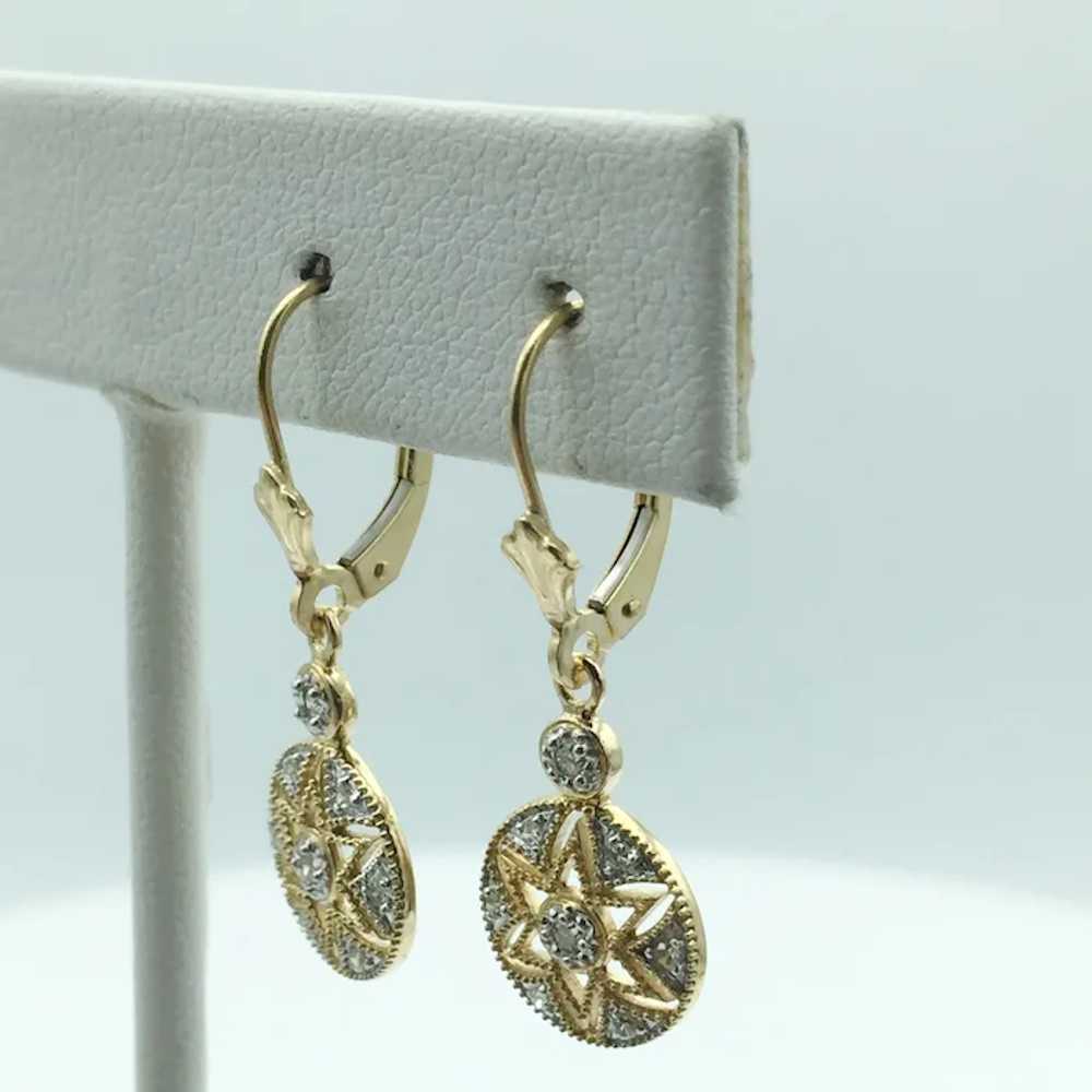 14K .20ctw Diamond Dangle Earrings - image 3