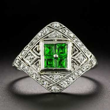 Art Deco Demantoid Garnet and Diamond Ring - image 1