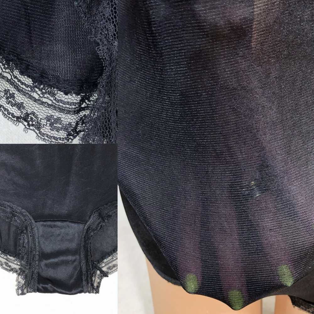 40s Vintage Black Lace Full Cut Jersey Tap Pantie… - image 2