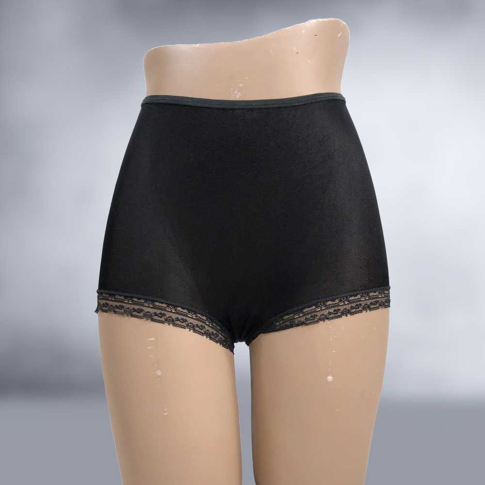 40s Vintage Black Lace Full Cut Jersey Tap Pantie… - image 4